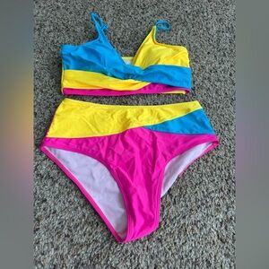 Vibrant Color Block Bikini Set